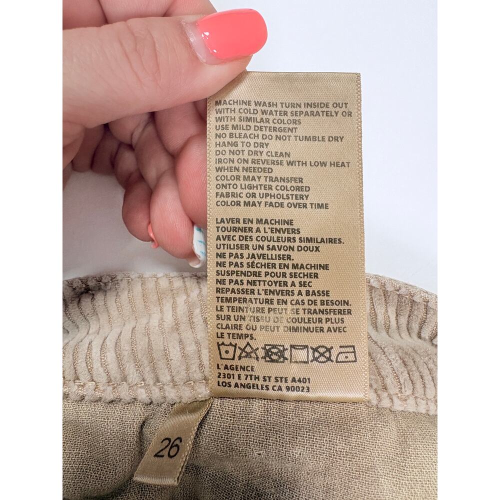 L’AGENCE Scottie Wide Leg Corduroy Pants 26 High Rise Beige Taupe Quiet Luxury - Picture 14 of 14